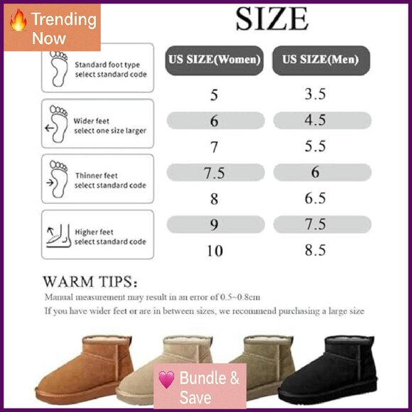 Women's Fur Lined Ankle Snow Boots Anti-Slip Waterproof Winter Boots - Picture 7 of 8